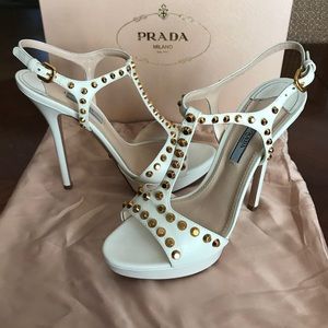 Prada White Studded Stiletto Heel